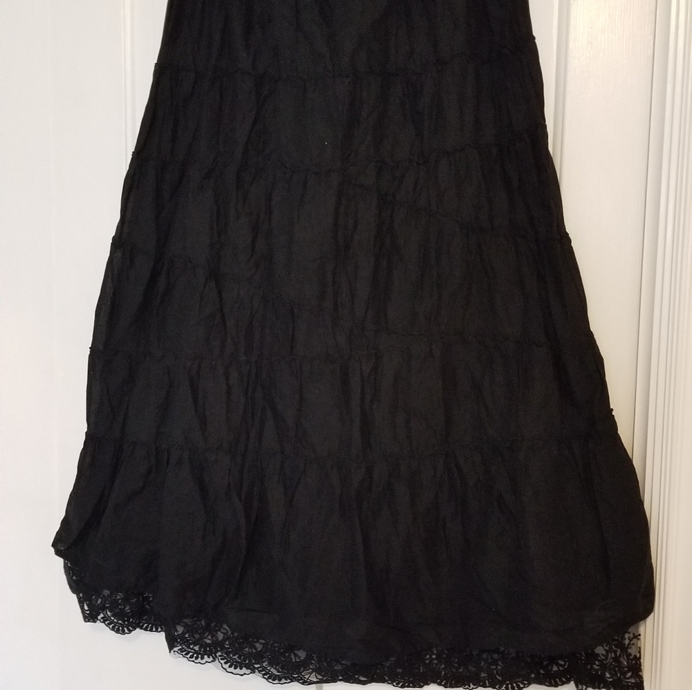 Women's black Boho lace tier skirt size large